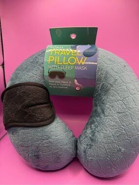 Pursonic Memory Foam Travel Pillow with Sleep Mask - Teal or Gray